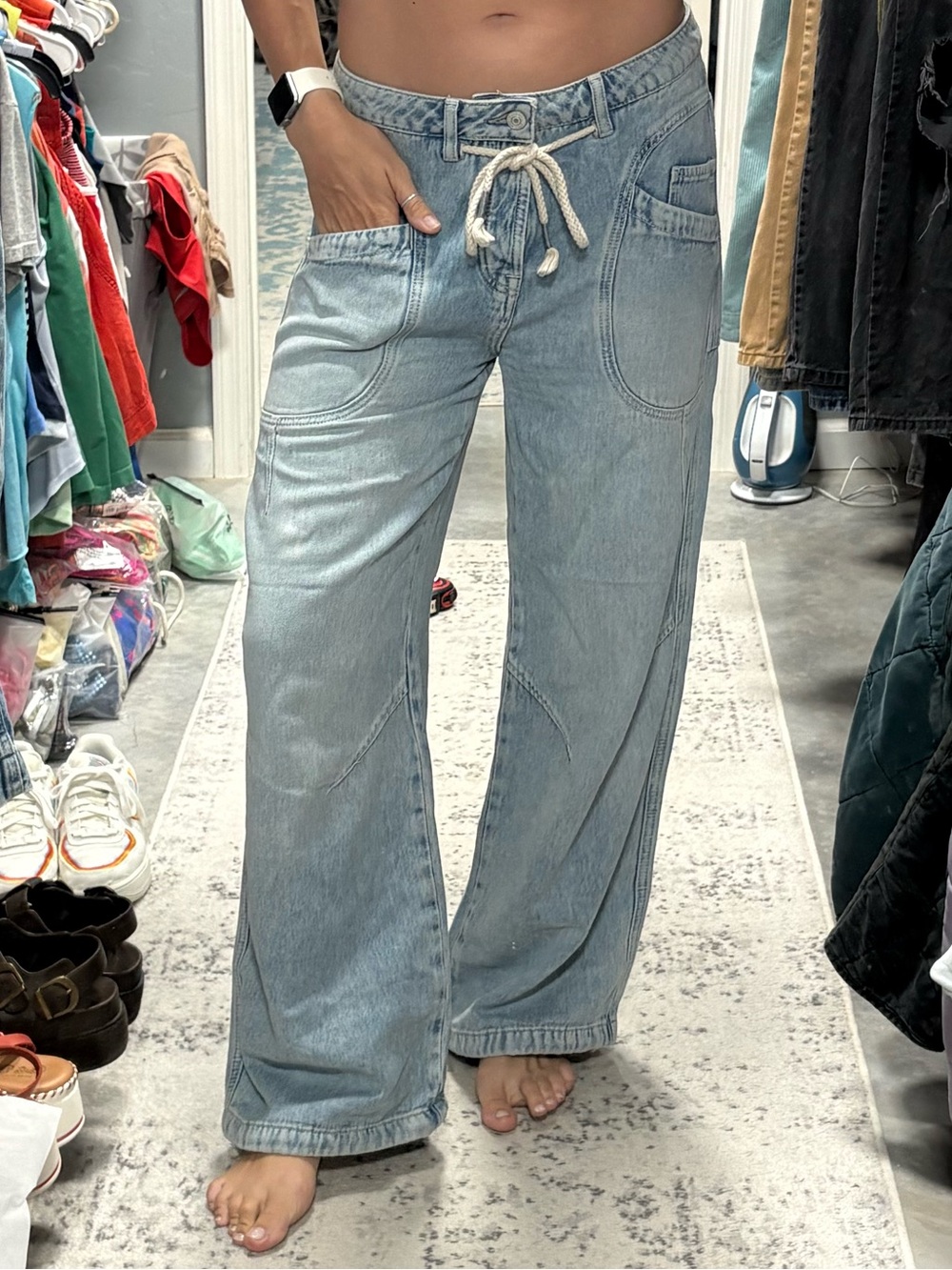 Free People We The Free Love Language Pull-On Jeans - Picture 4 of 9